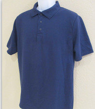 Hanes Men's X-Temp Short Sleeve Polo 3 button Shirt DARK BLUE MEDIUM or SMALL