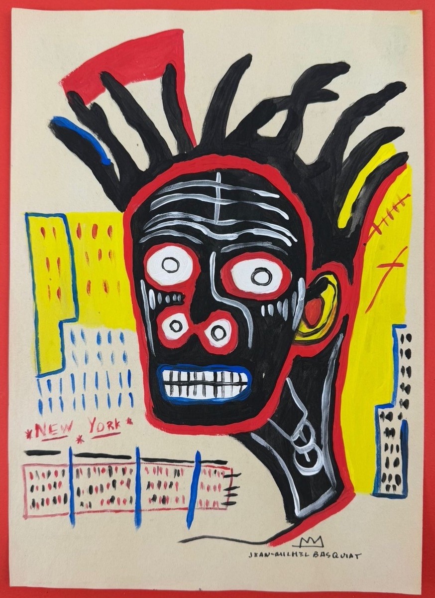 Jean-Michel Basquiat (Handmade) Mixed Media on Paper Painting