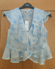M&S Lyocell Rich Frill Detail Top UK 8/10/12/18