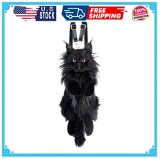 Cat Shaped Backpack - Handcrafted Stuffed Animals Bag, Black Cat Plush Bag wi...