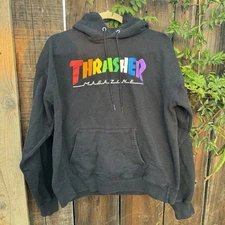 Thrasher Magazine Rainbow Hoodie Sweatshirt Adult Medium Black Skate