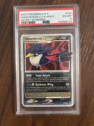 Pokémon Honchkrow LV.X Secret Wonders 132/132 Holo Ultra Rare PSA 6