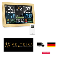 Wetterstation Funk Khaki Mit AußEnsensor, Farbdisplay, Wecker, Temperatur