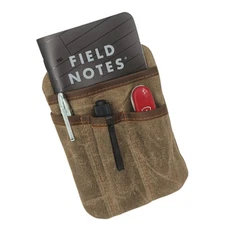 EDC Pouch 6 Pockets Protector Waxed Canvas and Leather Pocket Organizer Mini ...