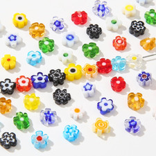 58Pcs Handmade Millefiori Lampwork Glass Beads Daisy Flower Beads Handmade Glass