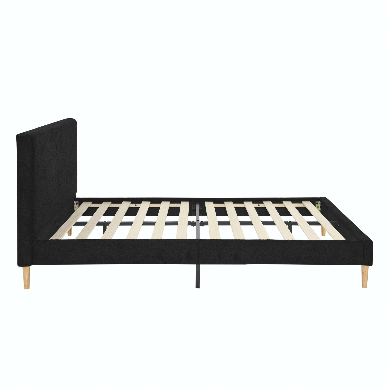 76x80" King Upholstered Platform Bed Frame w/Soft Headboard Teddy Velvet Black