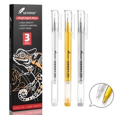 3-Color 0.8mm Gel Pen Set White Gold Silver for Black Paper Drawing