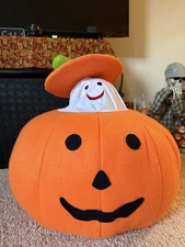 Vintage Animated Store Display Giant Halloween Pumpkin with Pop-Up Ghost 