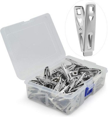 60 Pinzas de Acero Inoxidable para Ropa con Caja de Almacenamiento y Clips Metal