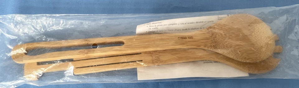 SEALED NIP Pampered Chef 2297 Bamboo Wooden  Salad Tongs 11 Inches Long - Image 4 of 4