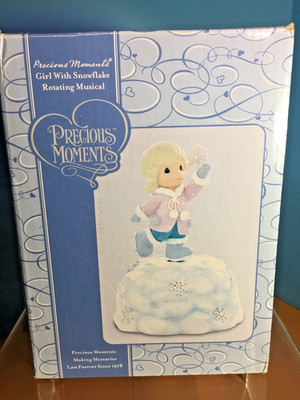 Precious Moments Girl w/Snowflake It Came Upon a Midnight Clear Music Box 990012