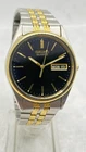 New ListingSeiko Watch Men 35mm Black Dial Two Tone Daydate Round 7N43-7A59 New Battery
