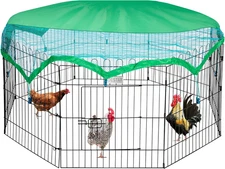 DEStar 8 Panel Foldable Outdoor Backyard Metal Coop Chicken Cage Enclosure Duck 