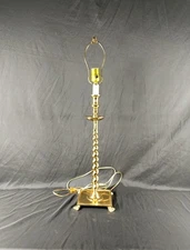 Vintage Brass Barley Twist Candlestick Lamp Buffet Table Lamp Claw Feet Base 29"