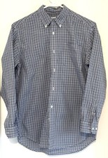 Brooks Brothers Boys Sport Shirt Long Sleeve Button Up Blue Plaid Size Large