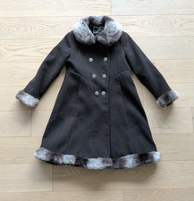 Rothschild Girls Black 5 5T Regal Special Event Coat Faux Fur Trim Pea Fancy