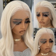 Long Wavy Lace Front Wigs Synthetic Hair Heat Resistant Bleach Blonde Wigs