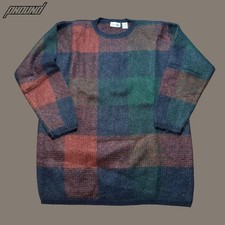 Vintage Paul Harris Design Sweater Womens XL Multicolor Mohair Check Knit 90s