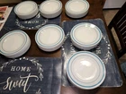 6 NOS VTG Pyrex Tableware 704 Bread Plates 6 3/4" Blue Teal Stripe Corning USA
