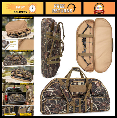 Padded Soft Bow Case with Arrow Pocket, Backpack & Shoulder Strap for Hunting