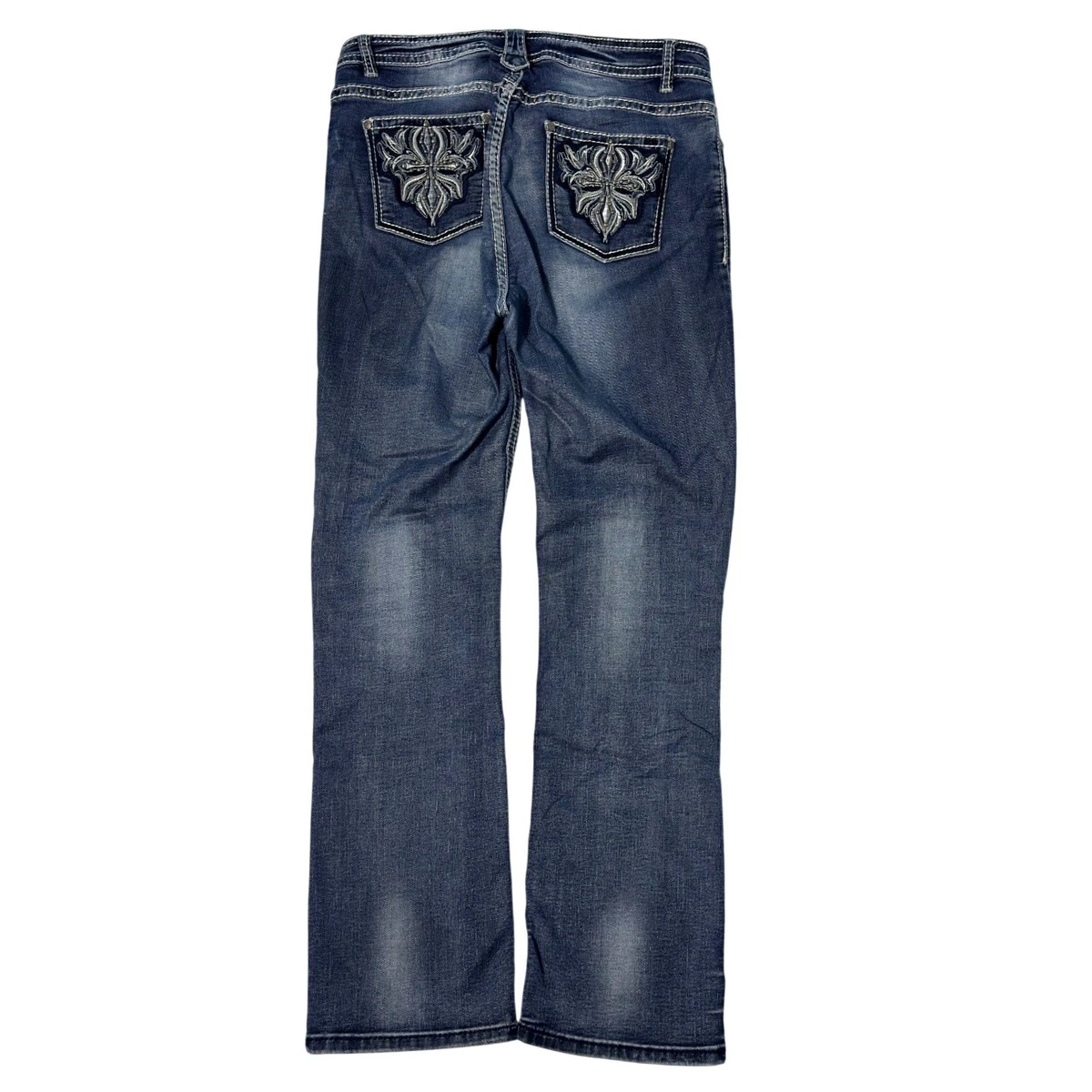 REBA Jeans Chelsea Boot A Zampa, Gamba In Denim, Taglia 4, Blu Indigo, Nuovi Con Etichetta