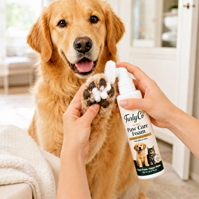 Dog Cat Paw Cleaner No Rinse Paw Wash Cleaning Foam Mousse Brush 5.07oz Furly Co
