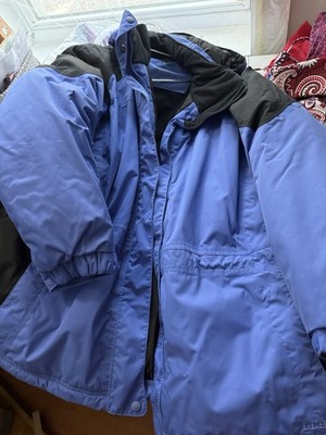 L.L. Bean 2X Blue Black Ski Jacket Hooded Insulated Winter Zip Pockets