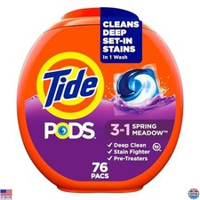 3-in-1 Laundry Detergent PODS, HE Compatible, Stain Removers, Spring Meadow,