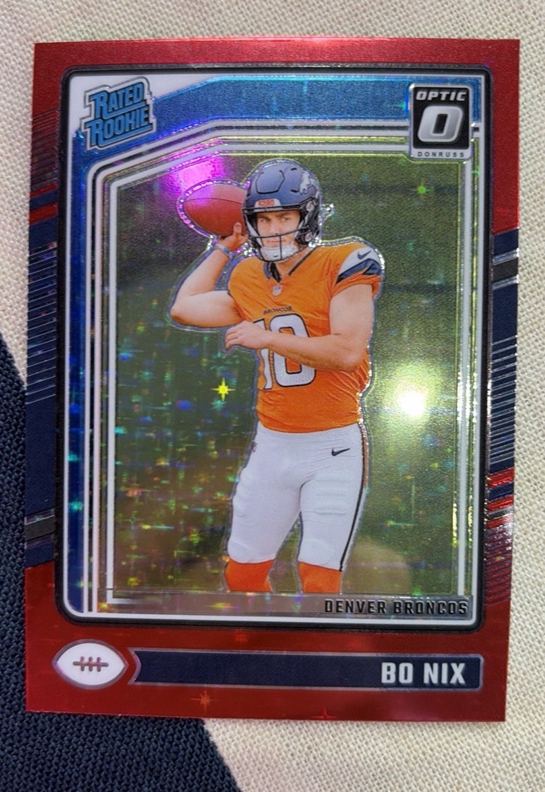 Bo Nix 2024 Panini Optic International #209 Red Stars Prizm Rated Rookie (RC)