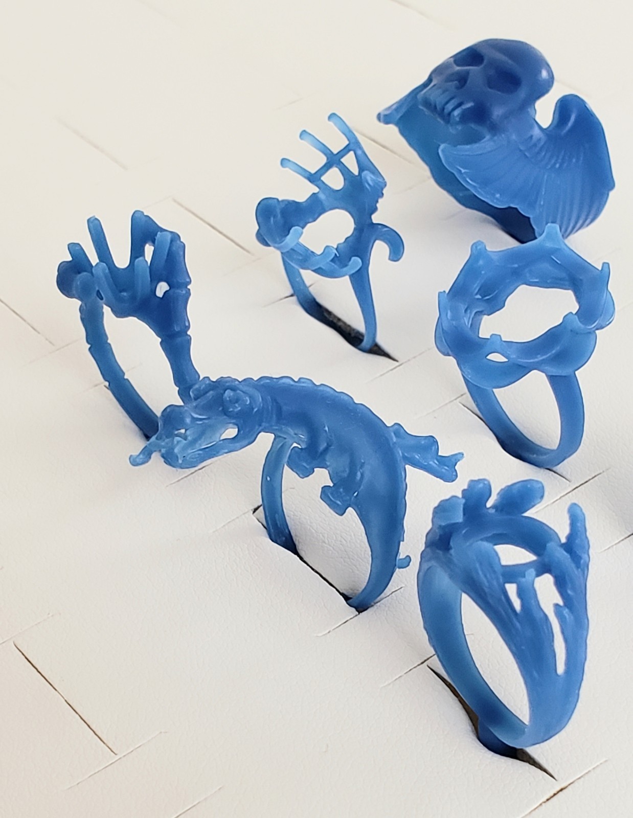 Lot Of 8 Wax Unusual Rings. Wax Patterns For Lost Wax Casting 25-103