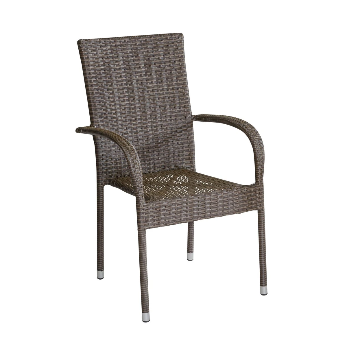 Silla apilable Oslo silla de balcón sillón con reposabrazos silla de jardín poliratán marrón
