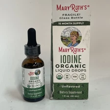 Organic Iodine Liquid Drops, Unflavored, 250 mcg, 1 fl oz (30 ml) Exp2026