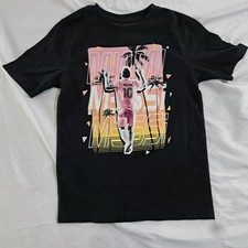 Messi Graphic T-Shirt kids L Black Pink Orange Gradient Soccer Tee