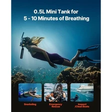 VEVOR Scuba Tank, 0.5L Portable Diving Tank, Diving Oxygen Cylinder Support 5-10