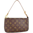 Louis Vuitton Monogram Pochette Accessoires Leather Fabric Brown Handbag 4401