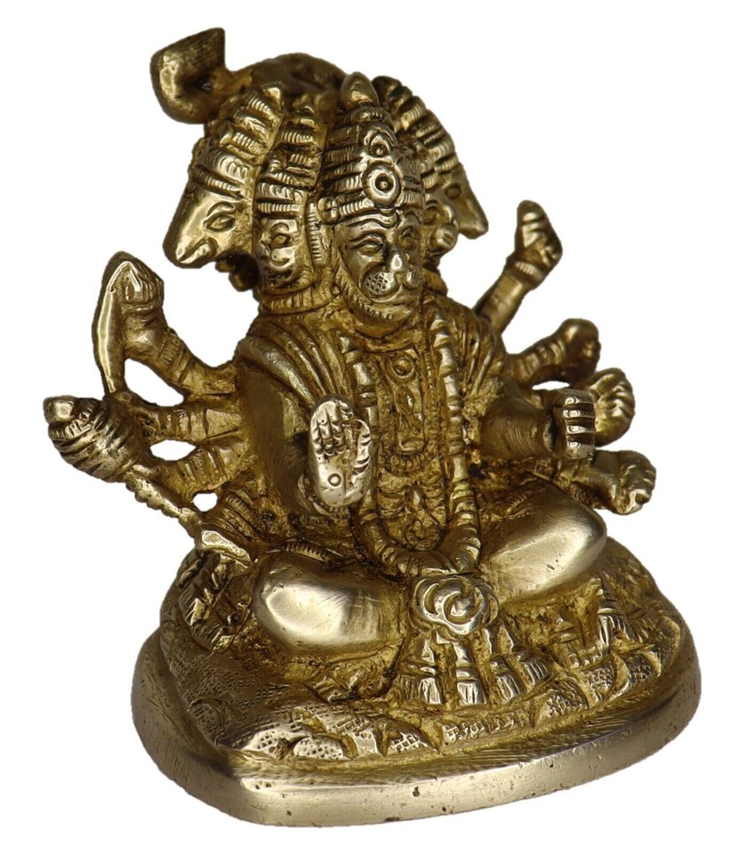 Panchmukhi Hanuman Figure Handmade Brass Bajrang Bali Statue Home Decor