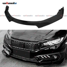 Front Bumper Lip Body Kit Spoiler Chin For 2016-2021 Honda Civic Glossy Black