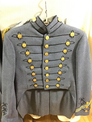 Vintage Blue Gray Gold Cadet VMI Buttons Military Band Jacket
