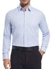 Duchamp Men's Slim Fit Cotton Stretch Dress Shirt, Light Blue, L 16in, 41 