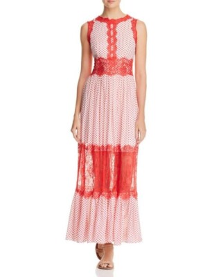 red and white polka dot maxi dress Backless linen-blend maxi dress Red For Women
