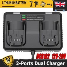 Dual Charger DCB102 For Dewalt 2 Ports Li-Ion 18V / 20V / 54V Battery UK Plug