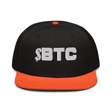 $BTC Bitcoin Ticker Cryptocurrency Snapback Hat Flat Bill Cap