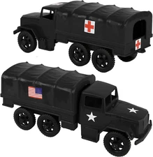 Timmee Plastic Army Men Trucks - Black M34 Deuce and a Half Cargo Vehicles US Ma