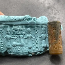 Unique Ancient Near Eastern Intaglio Stone Cyclical Seal Bead With Impressions