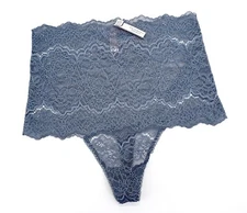 Victoria’s Secret High-Waist Lace Thong ~Blue Storm~ Size: M [New With Tags]