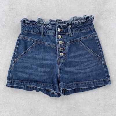 Wild Fable Denim Paper Bag Shorts High Rise Button Fly Stretch Med Wash Womens 6