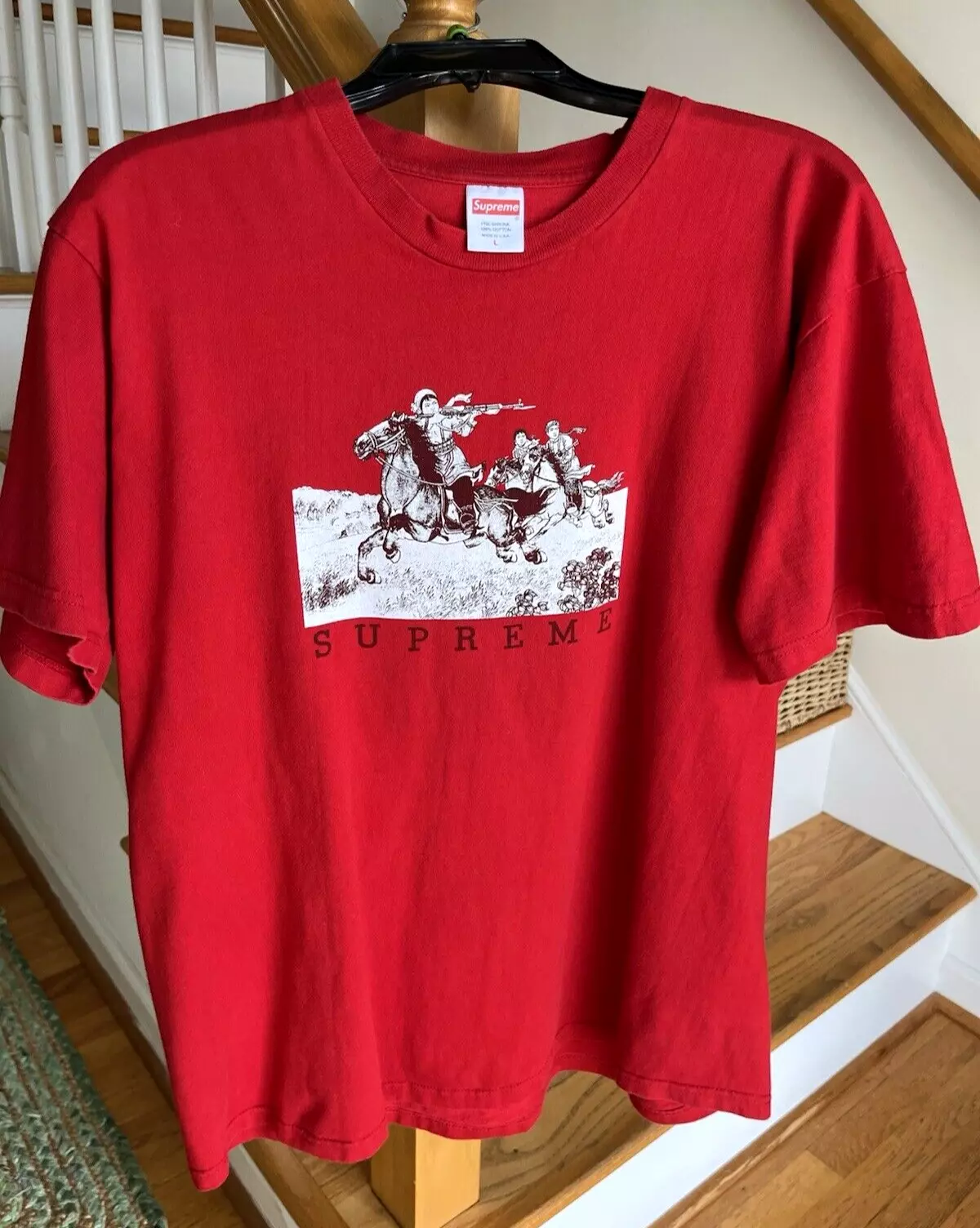 T shirt rouge Supreme Riders taille L fabriqué aux USA