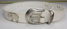 VTG Simulated Leather Belt White, Nickel Lion Tiger Elephant Size XL 38 Taiwan