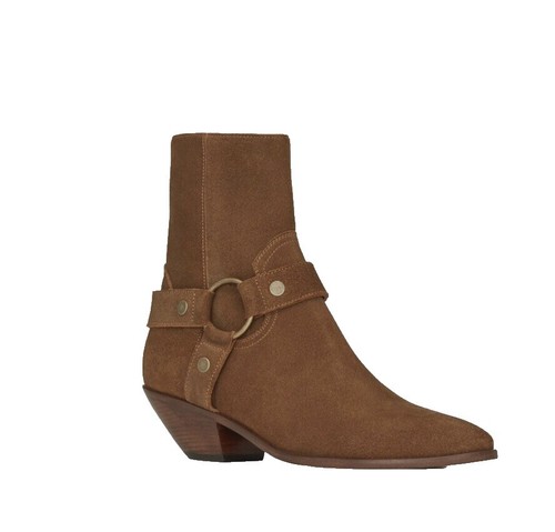New Saint Laurent Loulou Cracked Black Leather Ankle Boots Shoes