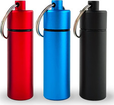 Small Portable Pill Organizer Case Keychain 3 Pack ,Metal Pocket Pill Holder Ke